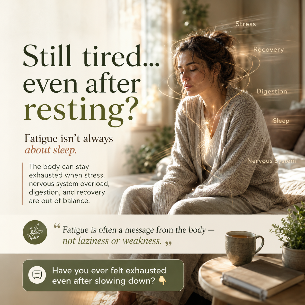 🌿 When Fatigue Lingers: Why Rest Alone Isn’t Fixing Your Energy